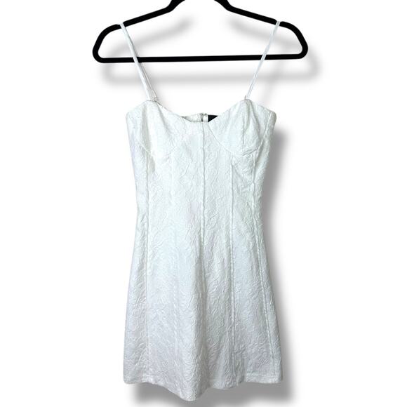 Lulus NWOT Dainty Personality Ivory Lace Seamed Bustier Fitted Mini Dress XS - Picture 3 of 10